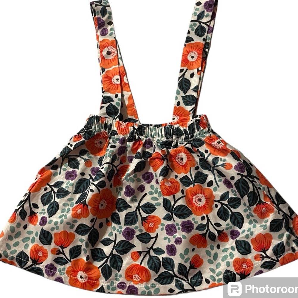 Dress Girls 2T Floral Orange White Green Blue Purple Multicolor Button Straps